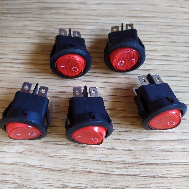 Round Rocker Switch 20MM 4 Pin ON/OFF 6A Amps 250VAC DPST Latching 220V Push Button Switches Red