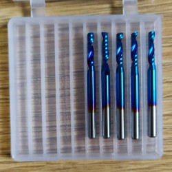 5gb. 2mm - 3.175mm 1 Flute Spiral Blue Coated CNC Router Bits