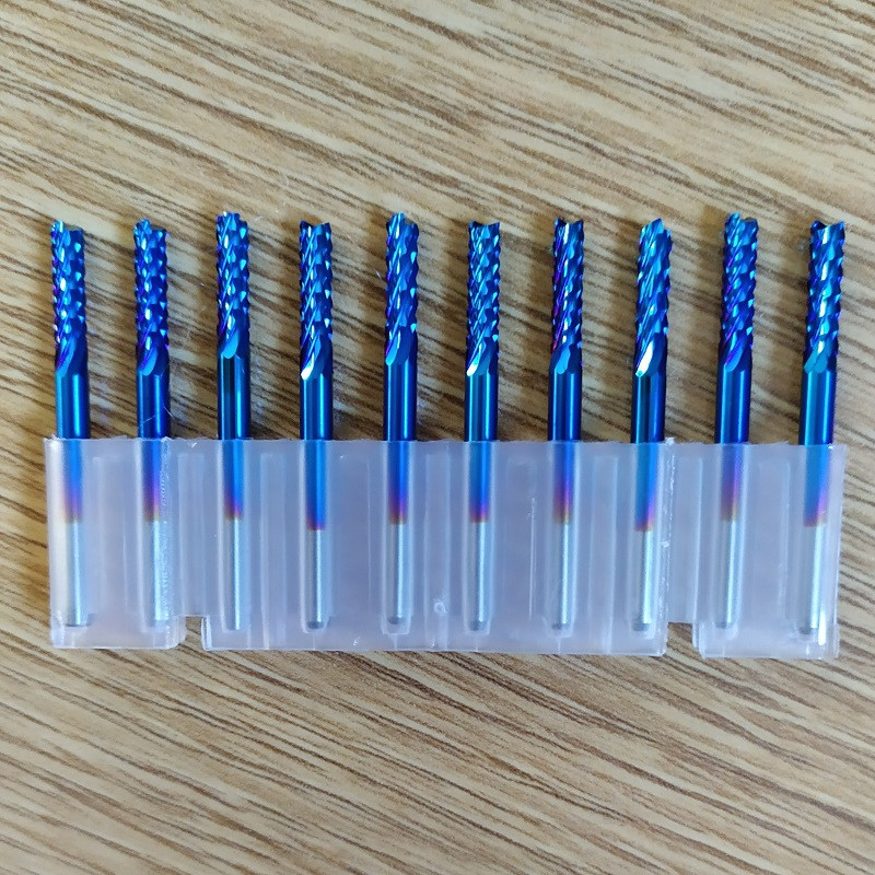 10pcs. 1.0mm-3,175mm CED 3.175mm shank Nano Blue Coated Corn Corn Router Bit