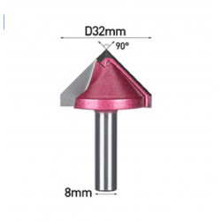 60-90-120-150 grādi. 8 mm kāts x 22 mm/32 mm/38 mm CED V veida konusveida frēzes.