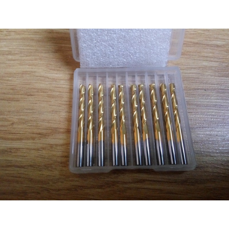 10pcs. 3.175mm Shank 2 Flute Titanium Coating CNC Spiral Bit