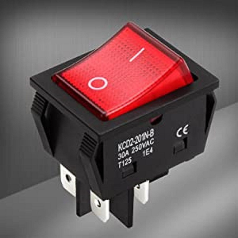 30A 250V Heavy Duty KCD2 Rocker Switch ON Off DPST 4 Pin With Red Lighted 220V Toggle Switch Electrical Equipment T125