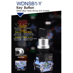 WDNSB1-Y Metal Key switch, 2 position