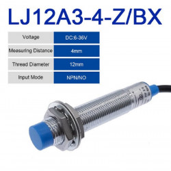 LJ12A3-4-Z... Induktīvs tuvuma sensors. Attālums 4mm, diametrs 12mm NPN PNP DC 6-36V NO NC