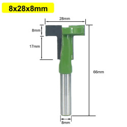 T-veida frēzes uzgalis MDF koka 8 mm kātam 2F