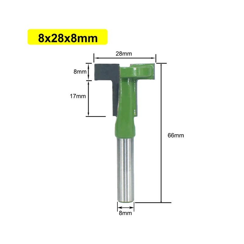 T-veida frēzes uzgalis MDF koka 8 mm kātam 2F