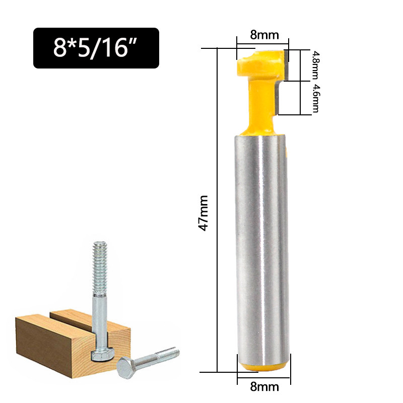 T - veida 8 mm kāta frēzes MDF kokam