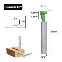 Shank 6.0mm T-Slot Cutter Router Bit for Wood