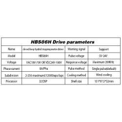 Closed-loop 2 Phase Hybrid Servo Drive HBS86H  8A 20-70VAC 30-100VDC RS232 to Drive NEMA 34 Hybrid Servo Motors
