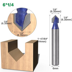 90 град. 6mm x 12,7mm V-образная коническая фреза (1 шт.)