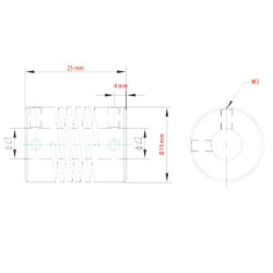 OD19mm x L25mm Flexible Shaft Coupling