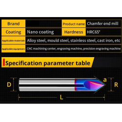 90 degree HRC65 Chamfer Carbide Milling Cutter for Metal CNC Machine Tools Router Bit